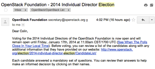 OpenStack Voting Email